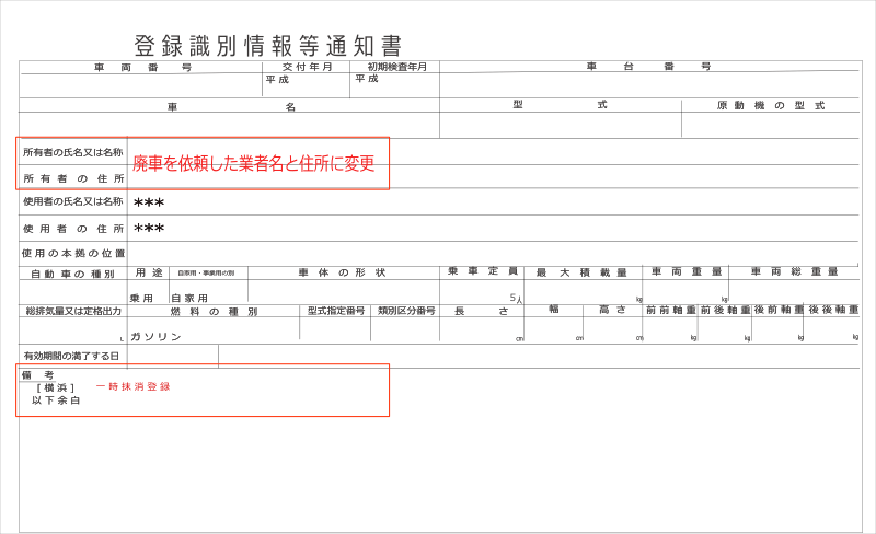 登録識別情報等通知書